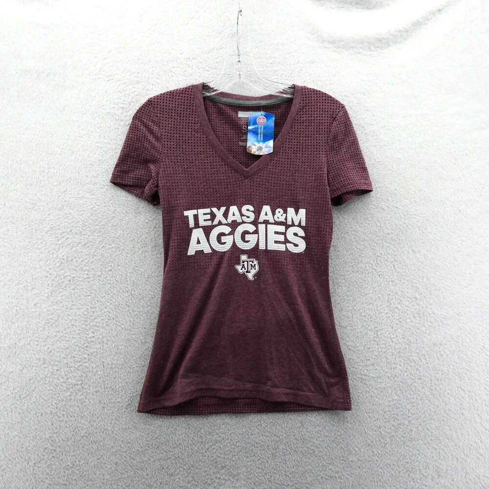Texas‎ A&M Aggies Shirt Womens Small Red Short Sleeve Preppy Adidas Aeroknit New